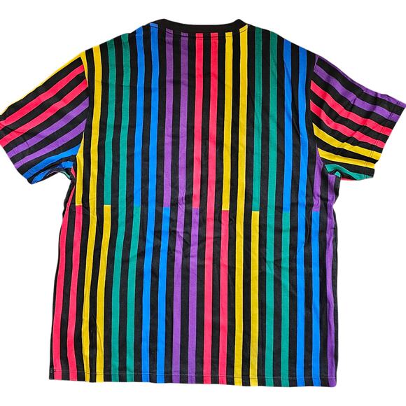 Men's Shirt J. Balvin Guess rainbow striped short sleeve crew neck tee L - Picture 2 of 4